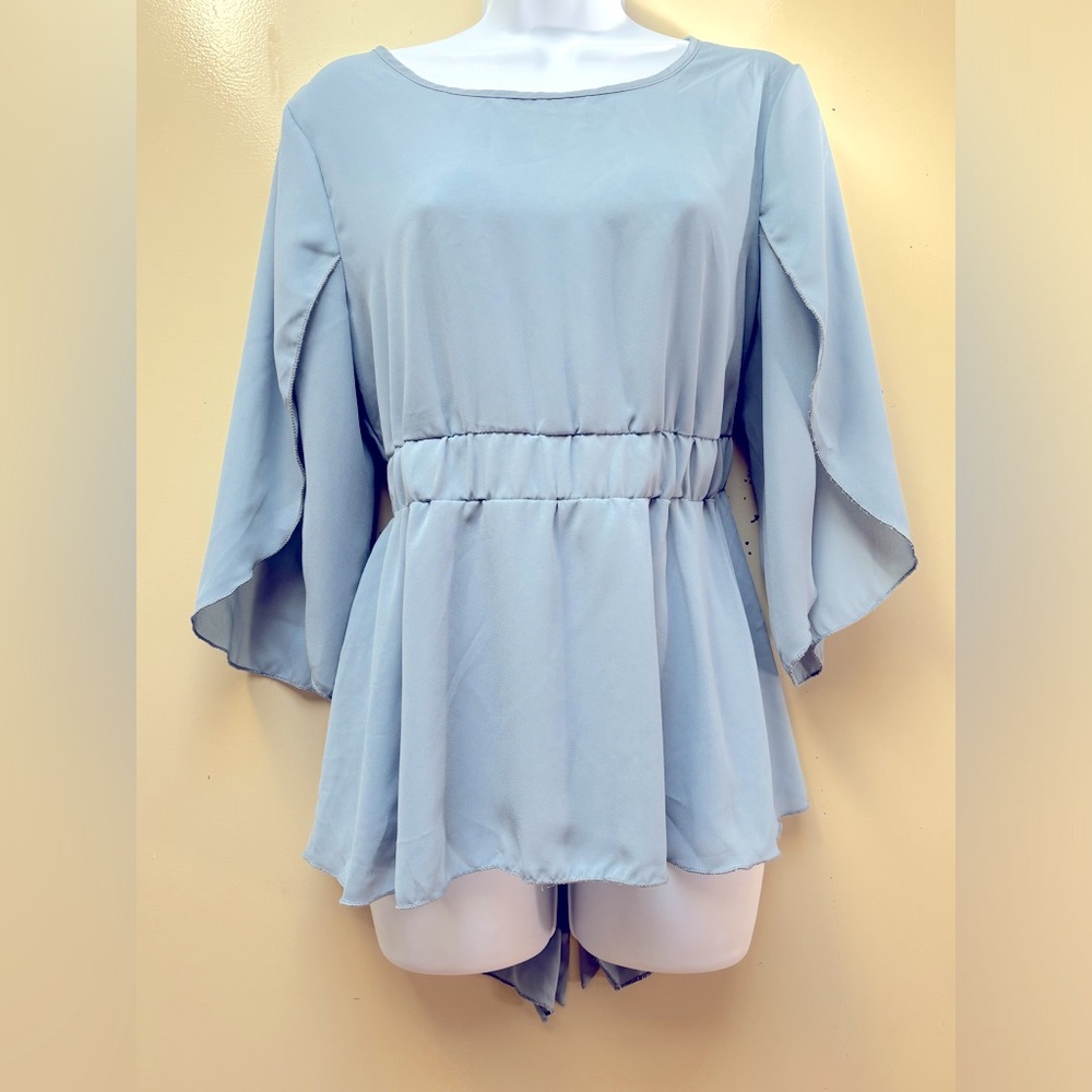 Blue Blouse Open Back